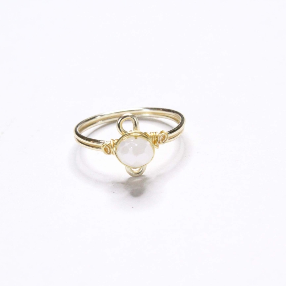 Handmade White Glass Ring